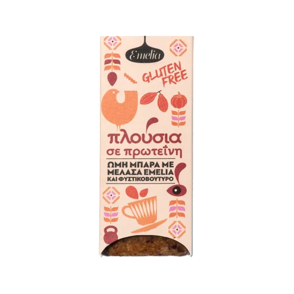 Emelia Μπάρα Raw / Ενέργειας με Φυστικοβούτυρο Με Μελάσα Χωρίς Προσθήκη Ζάχαρης 45gr