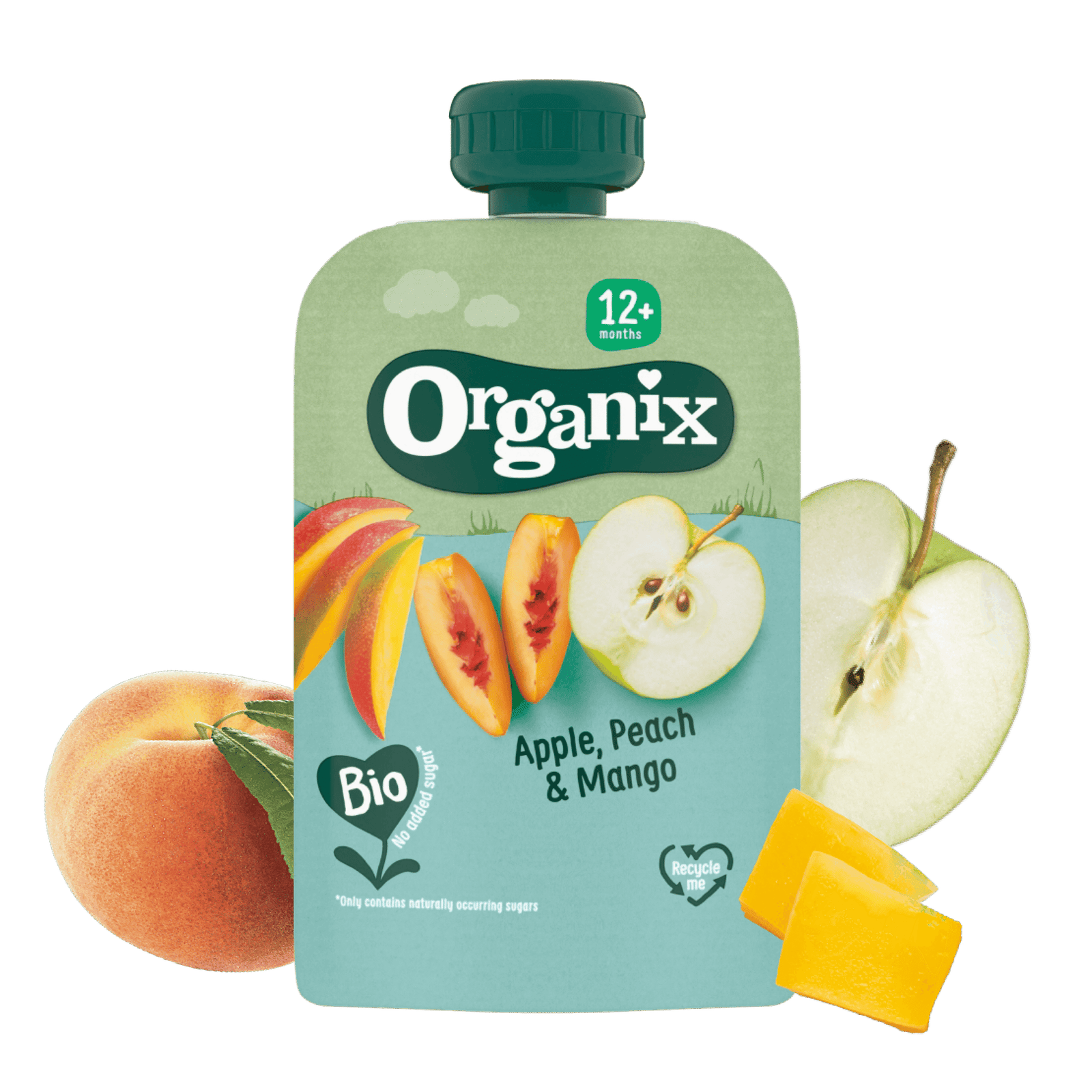 9_Banner - Organix-Apple_Peach_Mango_pouch_Static Image-Website_1080px by 1080px_2023_1_0 Organix Πουρές Φρούτων με Γεύση Μήλο, Ροδάκινο & Μάνγκο Χωρίς Προσθήκη Ζάχαρης 100gr για 12+ Μηνών - Image 1