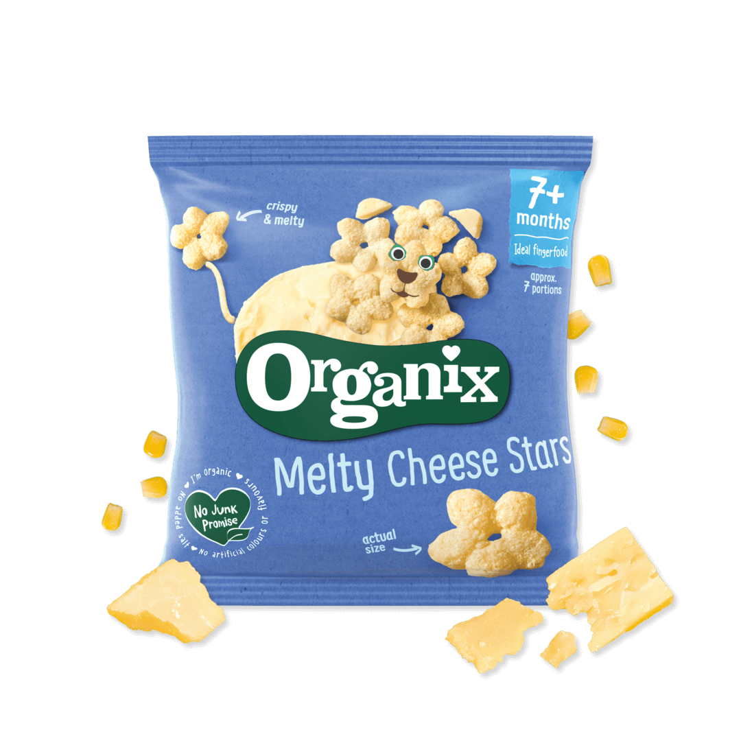 9_Banner - Organix-Baby_Baby Puffs_Melty Cheese Stars_7Months_Static Image-Website_1080px by 1080px_2023_1 Organix Stars με Γεύση Τυρί Χωρίς Ζάχαρη 20gr για 7+ μηνών - Image 1