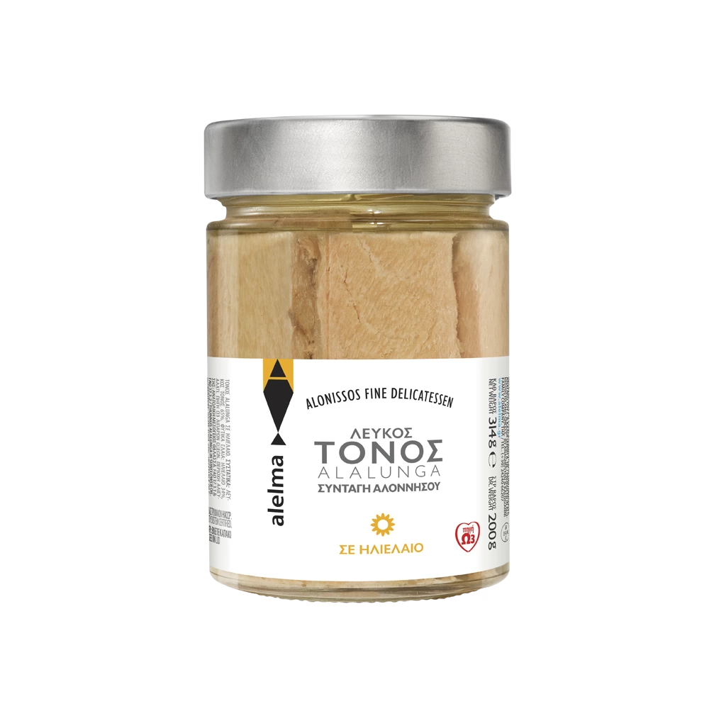 WHITE-HLIELAIO-314-TEL-RGB-GR Alelma Λευκός Τόνος Αλοννήσου Alalunga σε Ηλιέλαιο 314gr - Image 1