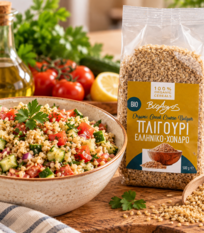 Βιολογικό ελληνικό πλιγούρι BioAgros σε μεσογειακή σαλάτα