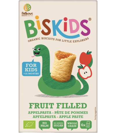 Biskids Bio παιδικά μπισκότα με γέμιση μήλου 120g