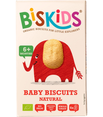 Biskids βιολογικά βρεφικά μπισκότα φυσική γεύση +6 μηνών 120g