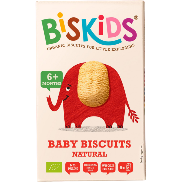Biskids βιολογικά βρεφικά μπισκότα φυσική γεύση +6 μηνών 120g