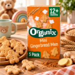 Organix Mini Gingerbread Men βιολογικά παιδικά μπισκότα 12 μηνών 5x20g