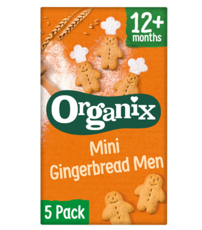 Organix Mini Gingerbread Men βιολογικά παιδικά μπισκότα 12 μηνών 5x20g