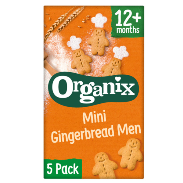 Organix Mini Gingerbread Men βιολογικά παιδικά μπισκότα 12 μηνών 5x20g