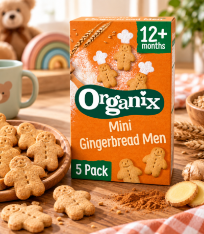 Organix Mini Gingerbread Men βιολογικά παιδικά μπισκότα 12 μηνών 5x20g