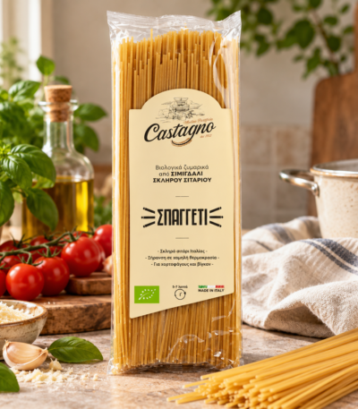 Castagno βιολογικό σπαγγέτι 500g με ντομάτα και βασιλικό