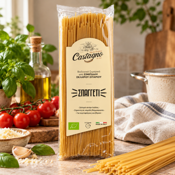Castagno βιολογικό σπαγγέτι 500g με ντομάτα και βασιλικό
